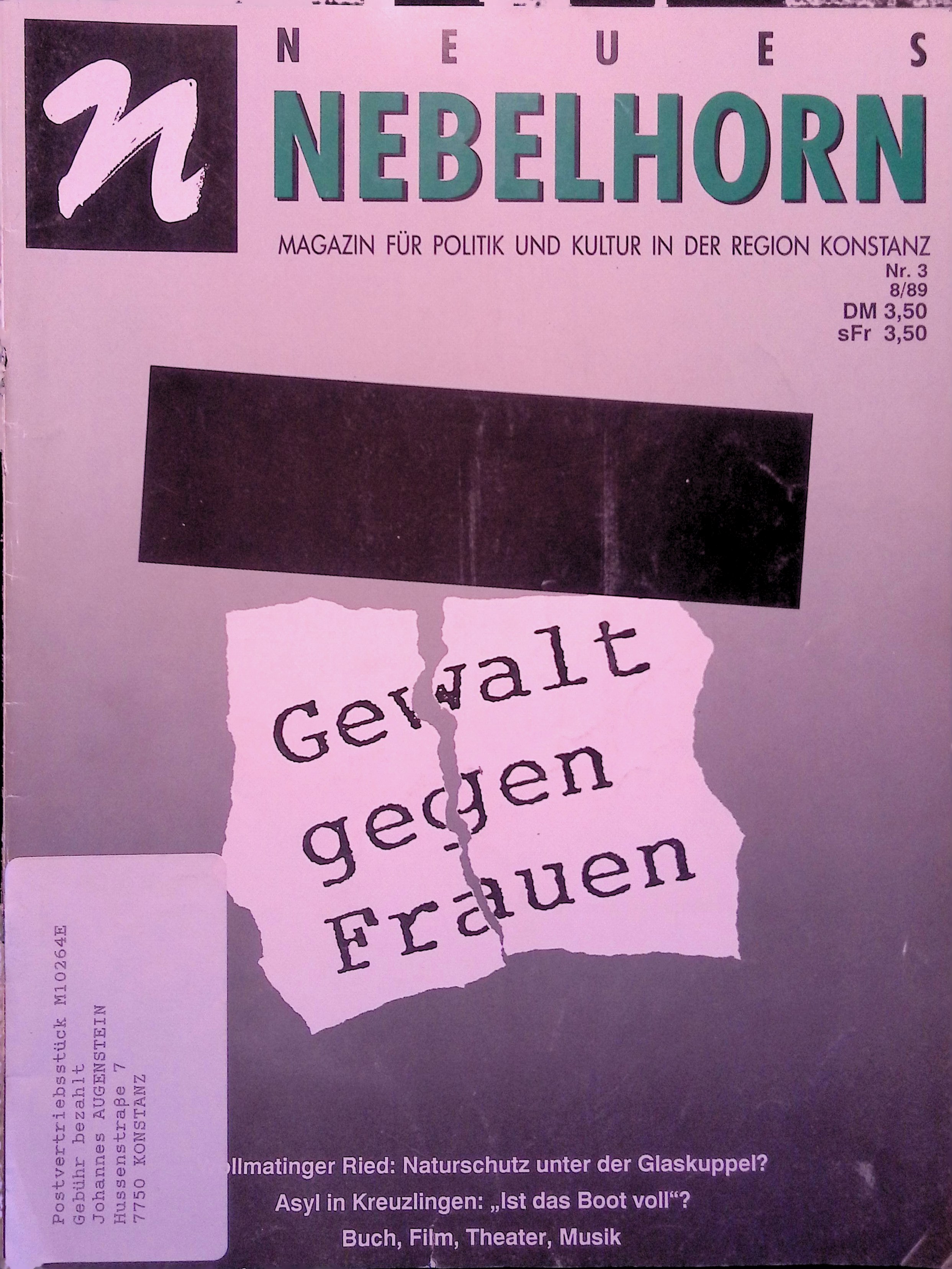 Heft 3 vom August 1989
